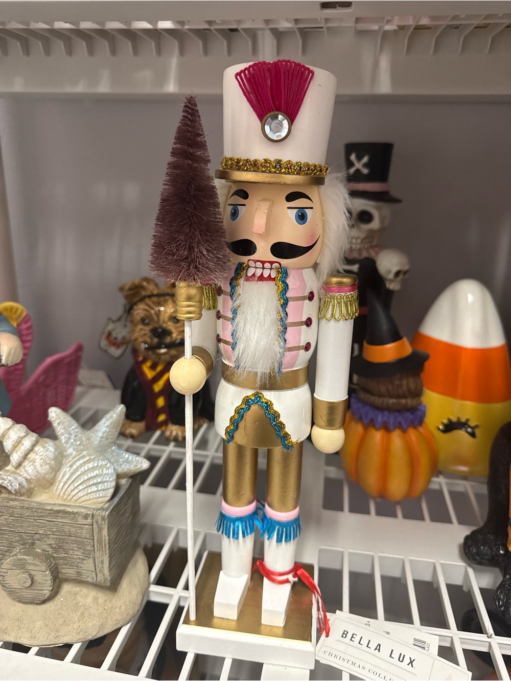 Bella Luxx White & Pink Nutcracker and Holiday Figurine
